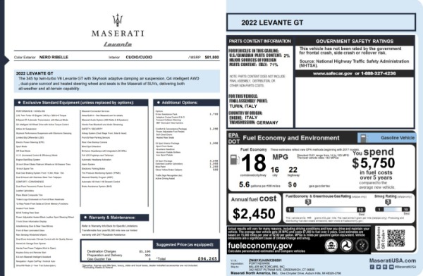 2022 Maserati Levante